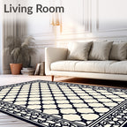 Elegant Ivory Lattice Border Rug