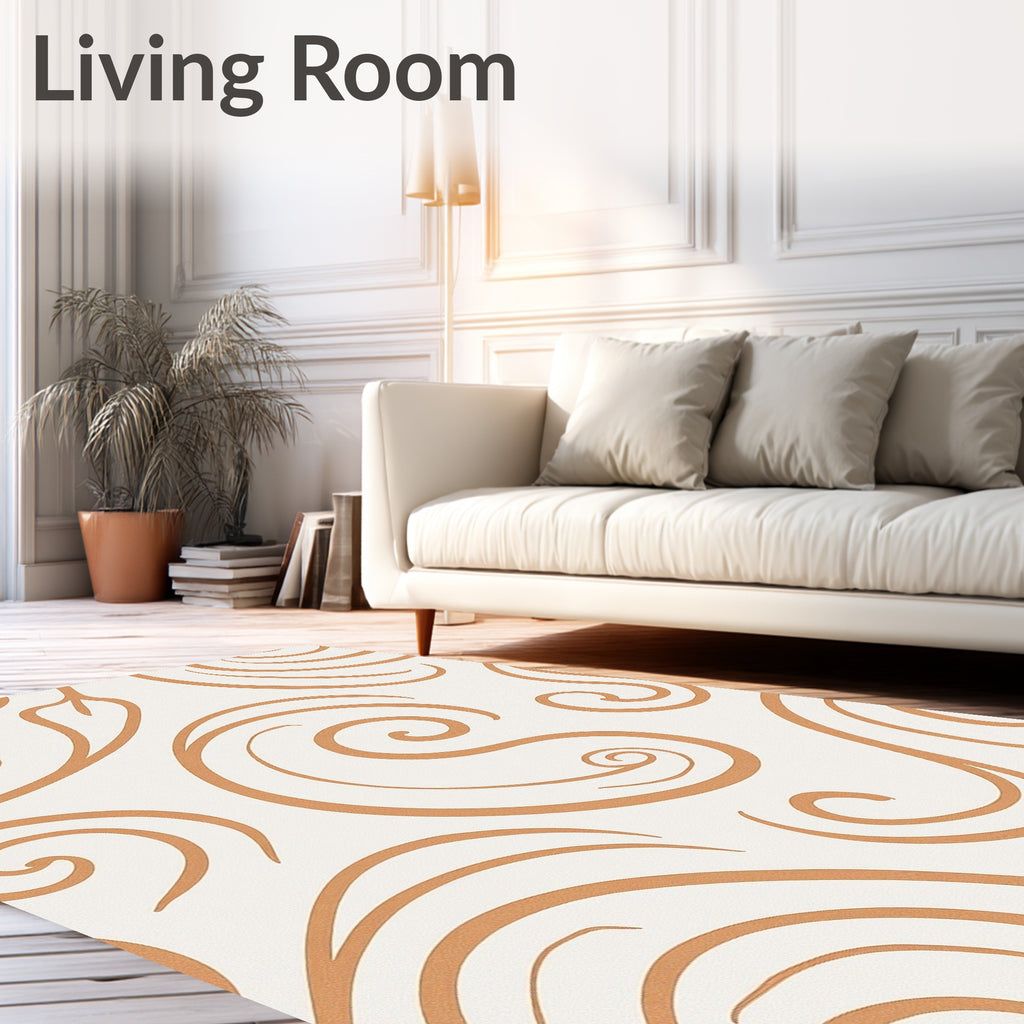 Golden Swirls On Cream Backdrop Rug