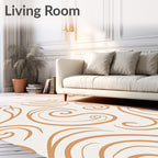 Golden Swirls On Cream Backdrop Rug