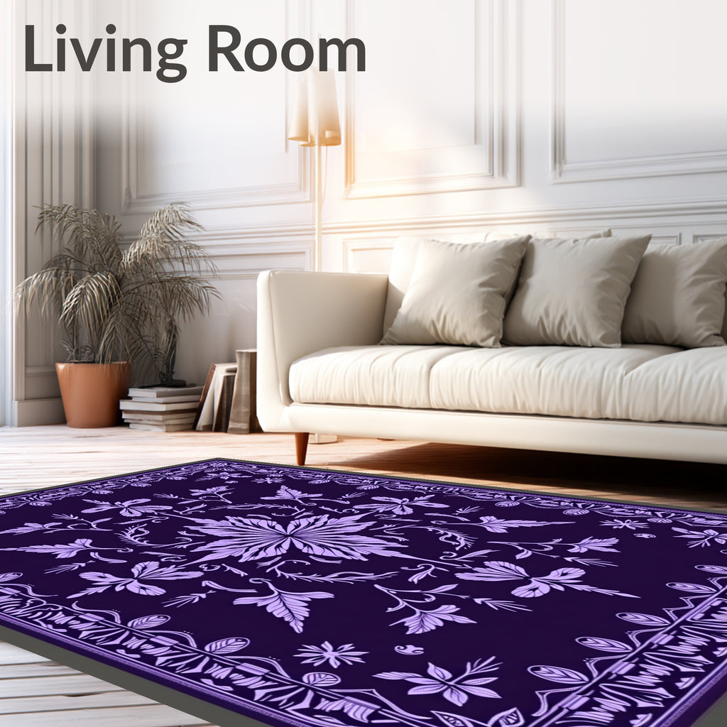 Amethyst Floral Medallion Border Rug