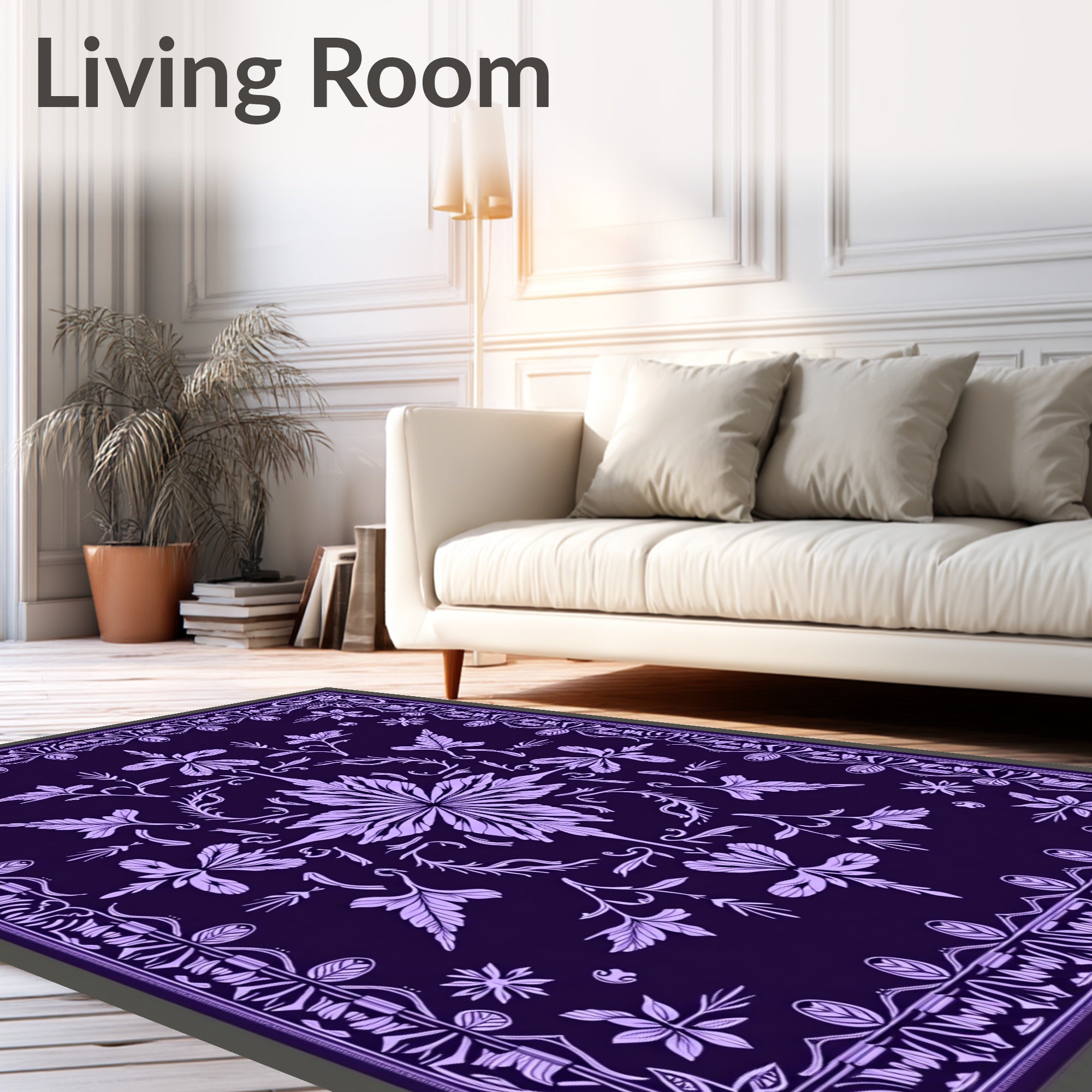 Amethyst Floral Medallion Border Rug