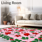 Red Flamingo Poinsettia Garland Rug
