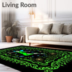 Vibrant Green Neon Fairy Garden Frame Rug