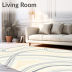 Soft Cream Abstract Swirl Line Rug
