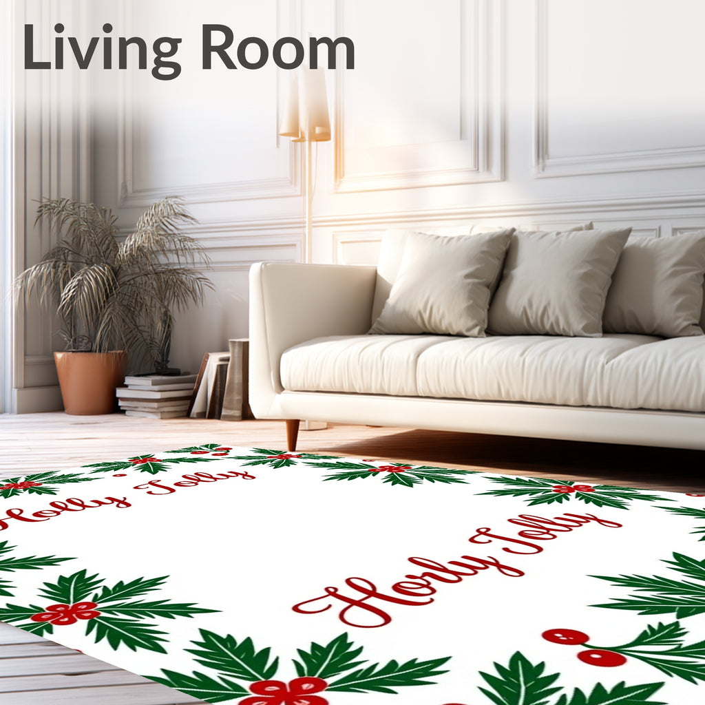 Festive Holly Berry Border Rug