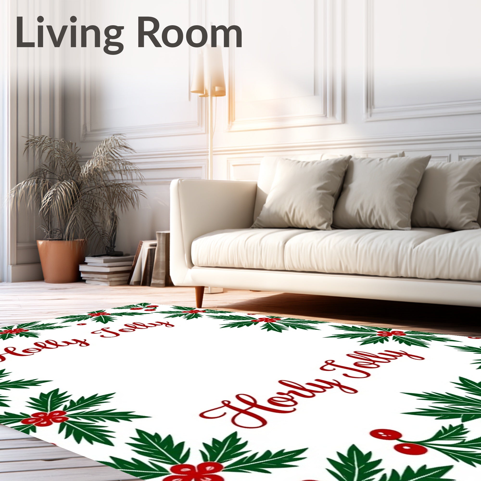 Festive Holly Berry Border Rug