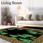 Black Forest Trees Starry Night Border Rug