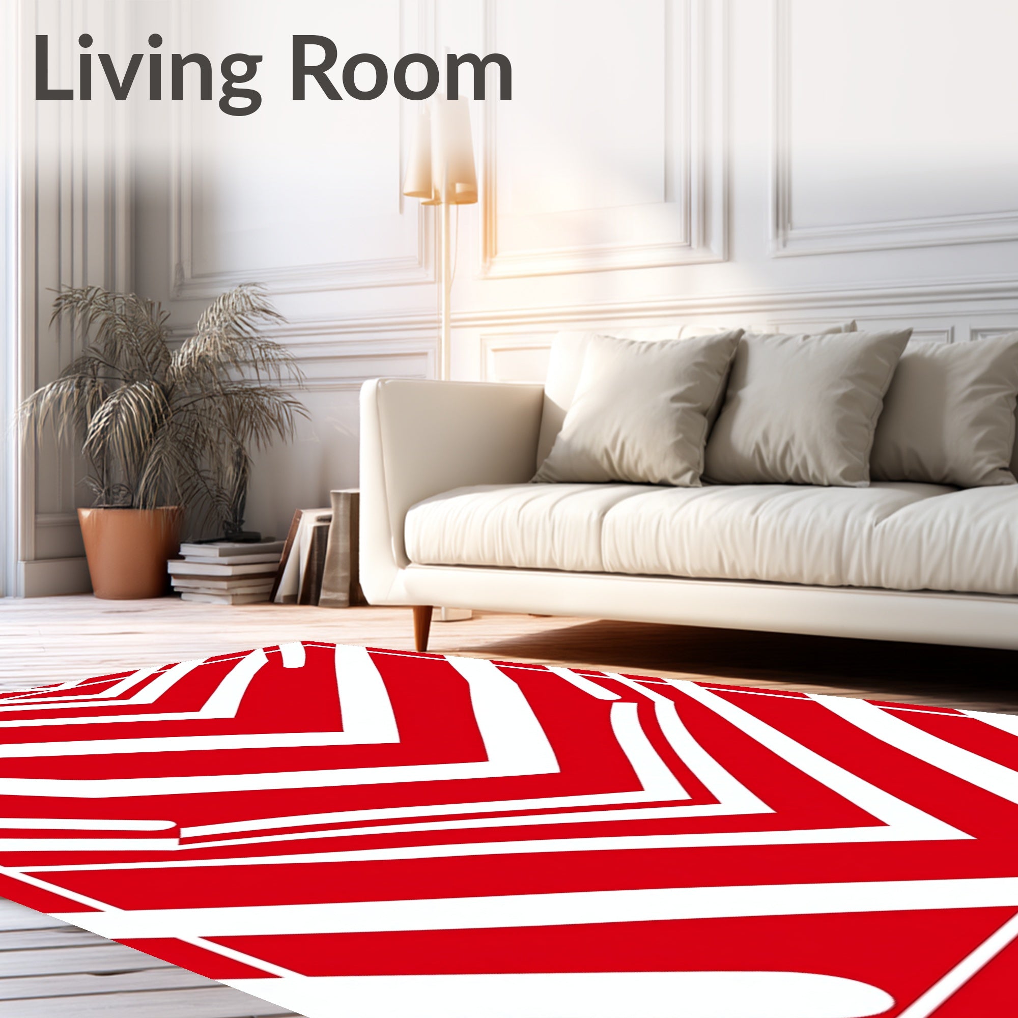 Bold Red White Chevron Stream Rug