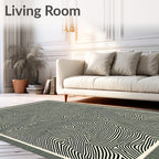 Black White Abstract Topographical Lines Rug
