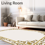 Ornate Gold Floral Corner Frame Rug