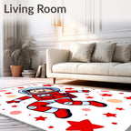 Cute Red Astronaut Floating Amongst Stars Rug