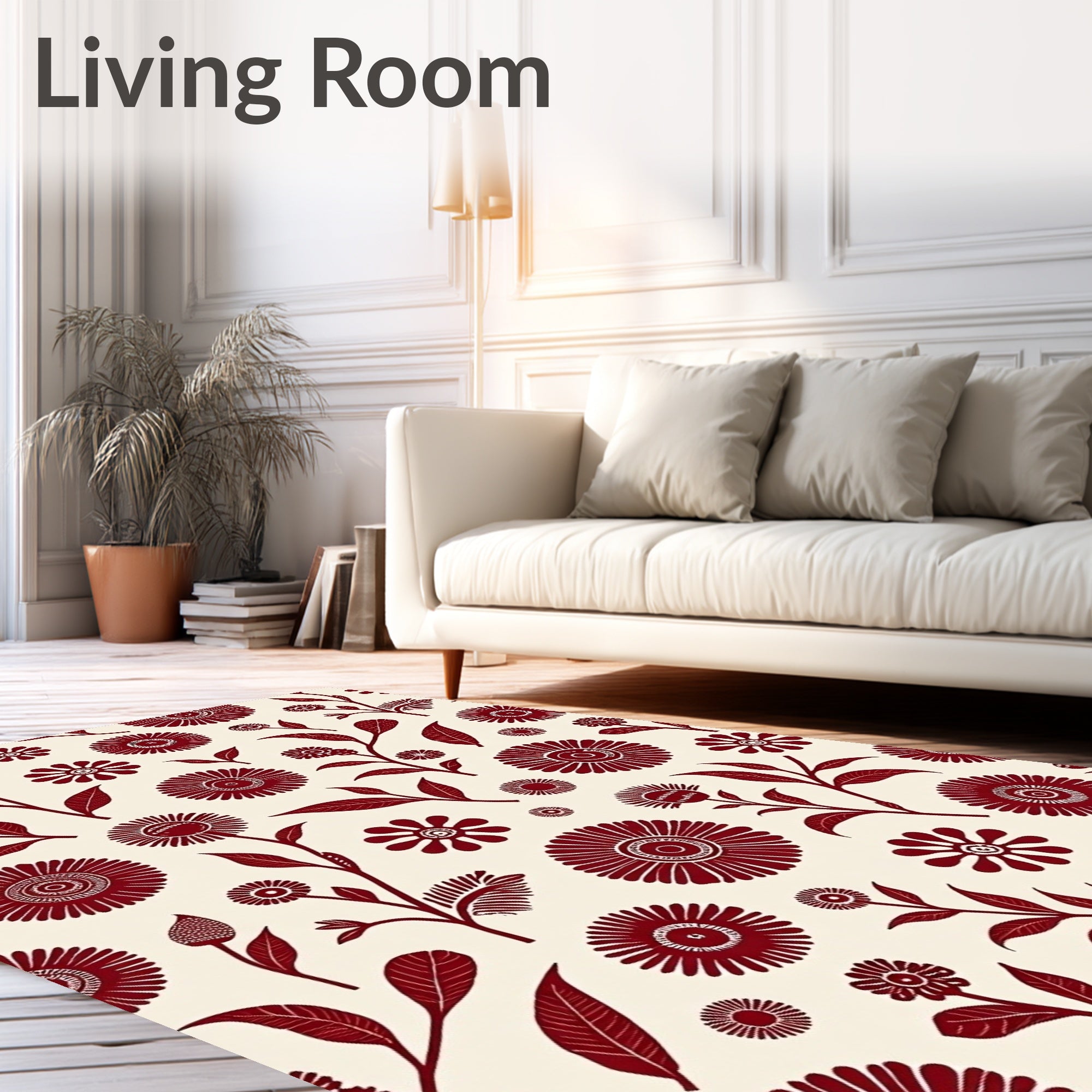 Crimson Bloom Garden Whimsical Rug