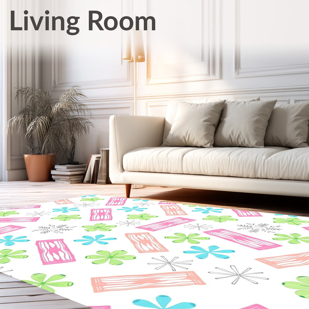 Pastel Abstract Flower Shapes Rug