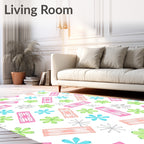 Pastel Abstract Flower Shapes Rug