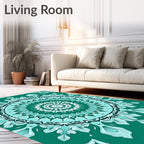 Teal Turquoise Intricate Mandala Bloom Rug