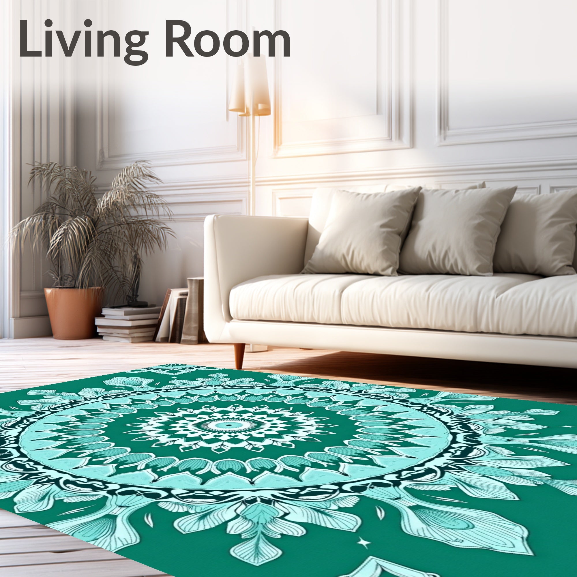 Teal Turquoise Intricate Mandala Bloom Rug