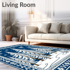Winter Forest Snowflakes Tree Border Rug
