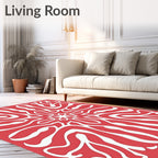 Coral White Organic Floral Burst Rug