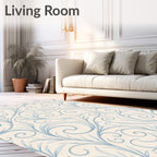 Soft Blue Swirl Vine Art Rug