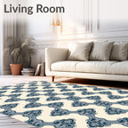 Ornate Blue Chain Link Rug