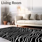 Black and White Wavy Lines Rug