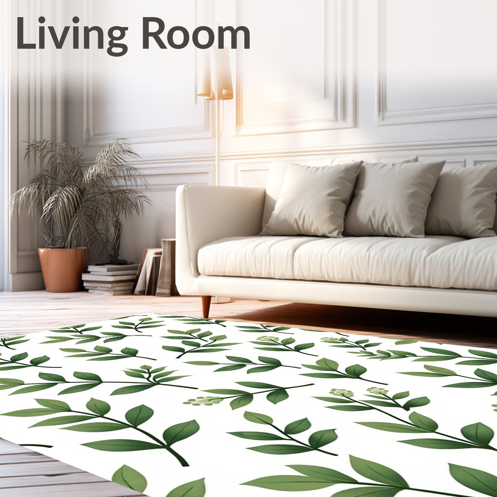Delicate Green Leafy Branches Rug