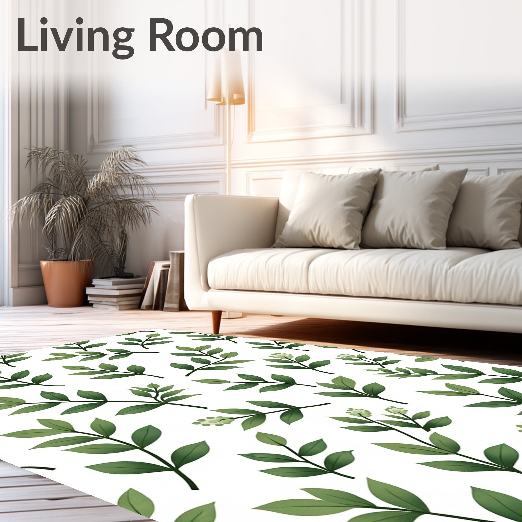 Delicate Green Leafy Branches Rug