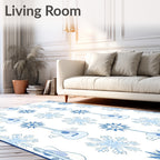 Cool Blue Guitar Snowflake Mosaic Rug