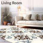 Vintage Brown Blue Damask Repeat Rug
