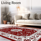 Rich Burgundy Floral Scroll Medallion Rug