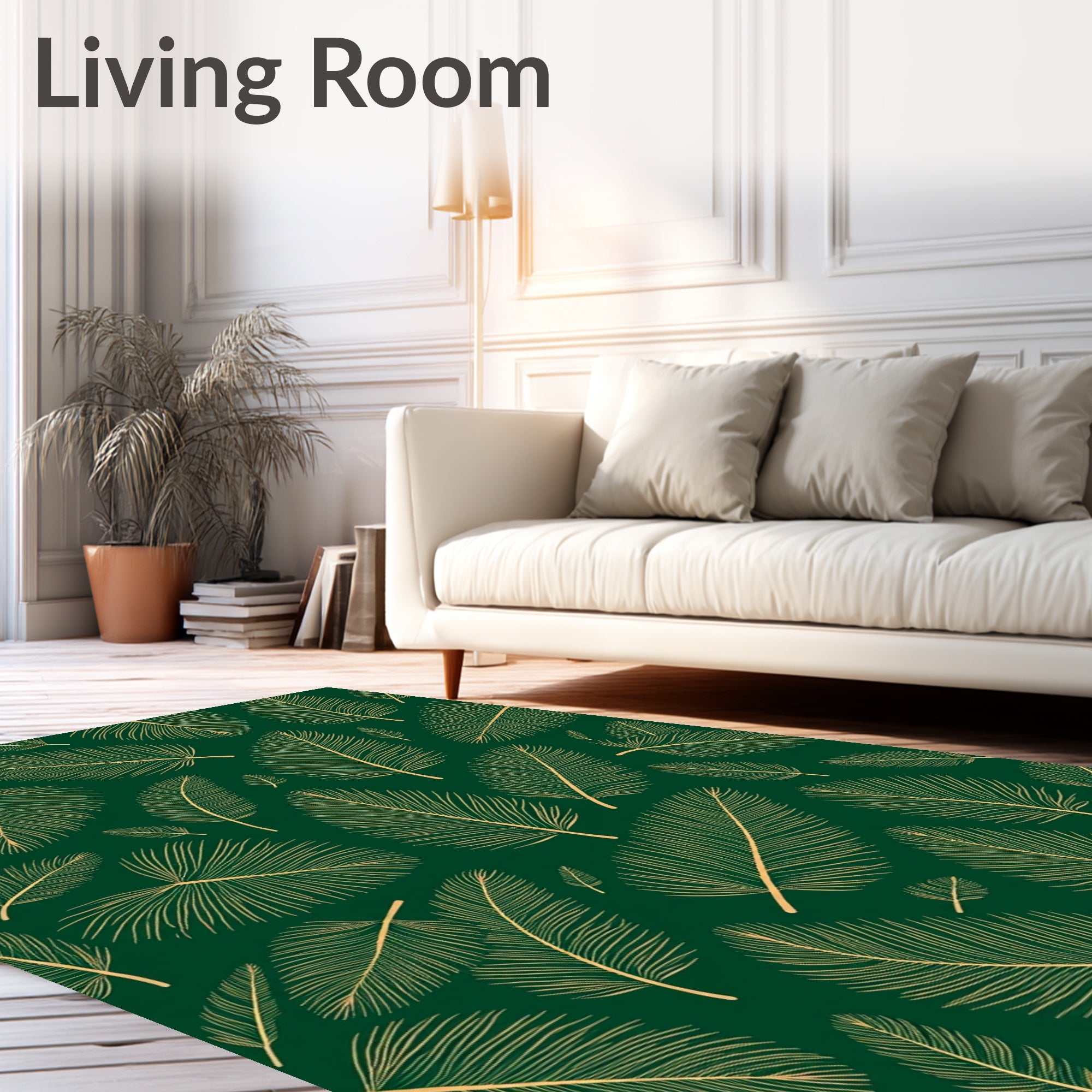 Golden Feather Fern Foliage Rug
