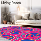 Vibrant Pink Swirl Flowing Abstract Rug