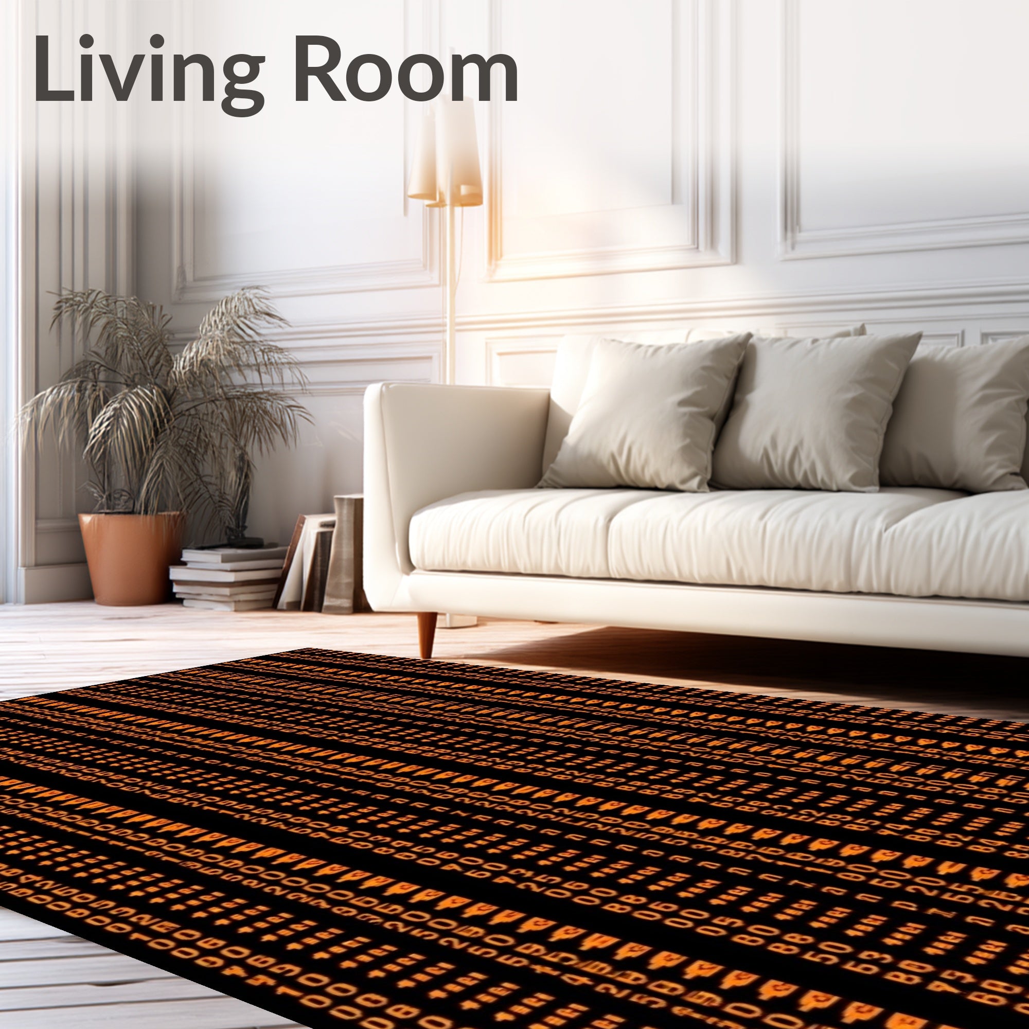 Orange Geometric Diamond Grid Rug
