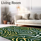 Emerald White Golden Abstract Flow Rug