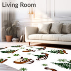 Winter Sleigh Evergreen Forest Scatter Rug