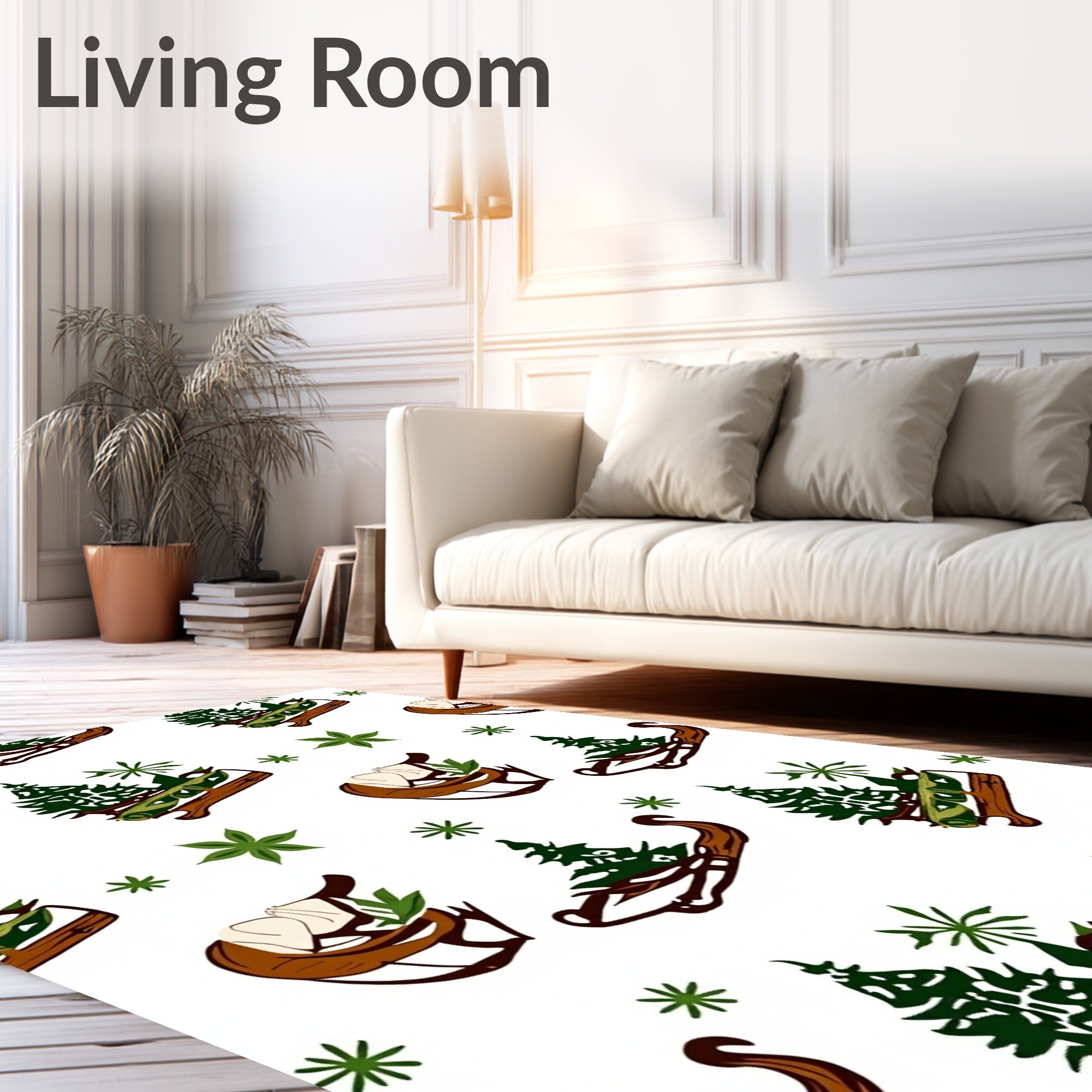 Winter Sleigh Evergreen Forest Scatter Rug
