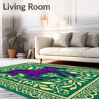 Enchanted Purple Unicorn Floral Border Rug