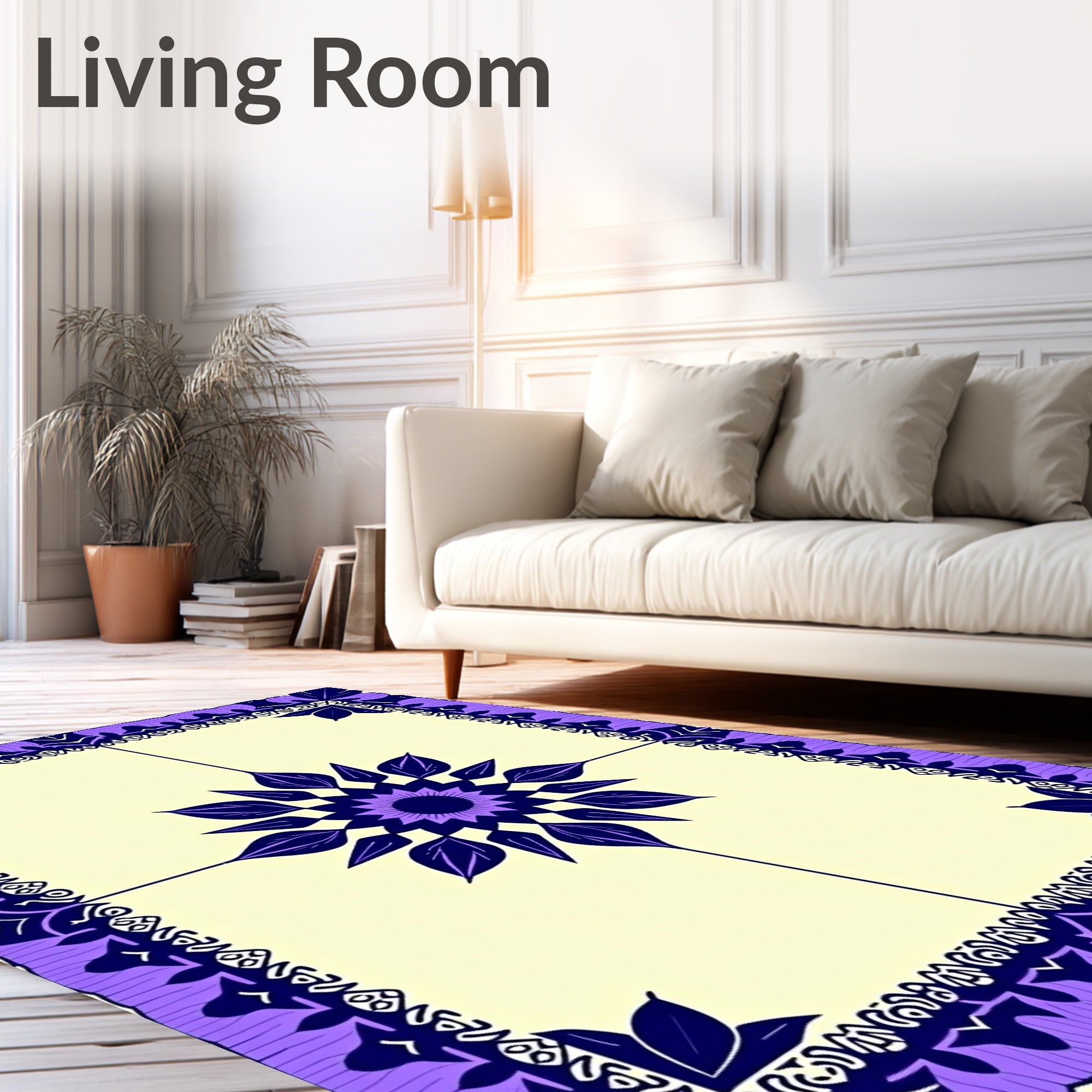 Amethyst Floral Mandala Frame Rug
