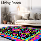 Vivid Azure Pink Yellow Interlocking Medallion Rug