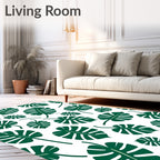 Green Tropical Monstera Leaves Rug