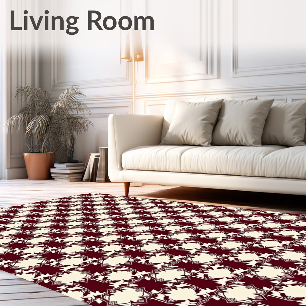 Crimson Cream Interlocking Star Rug