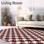 Crimson Cream Interlocking Star Rug