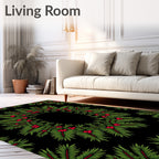Vintage Green Holly Berry Wreath Rug