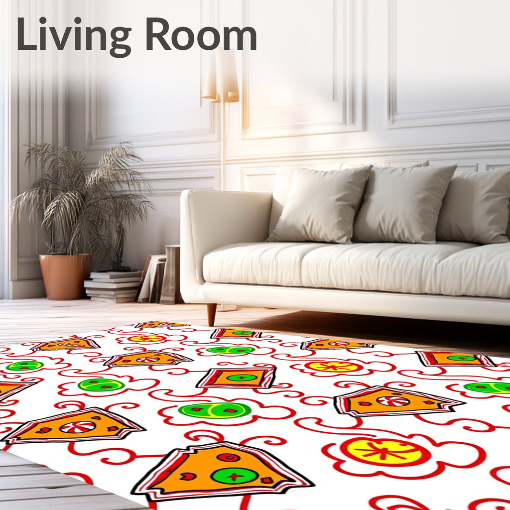 Whimsical Candy Cane Ornament Swirl Rug