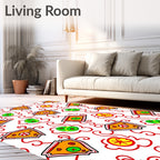 Whimsical Candy Cane Ornament Swirl Rug