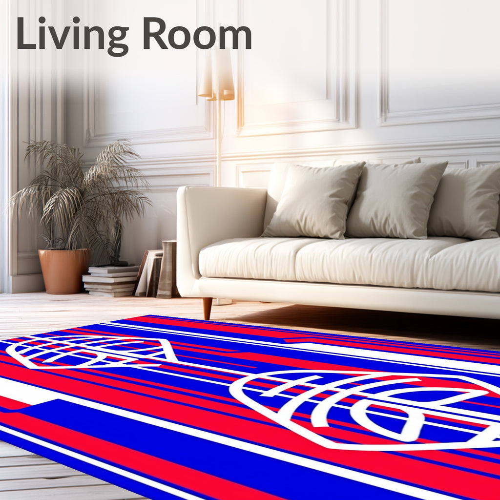 Bold Red Blue Vertical Stripe Icon Rug