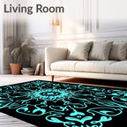 Aqua Floral Medallion Symmetry Rug