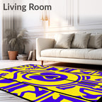 Bold Yellow Purple Abstract Symmetry Rug