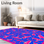 Bold Pink Abstract Figures Blue Rug