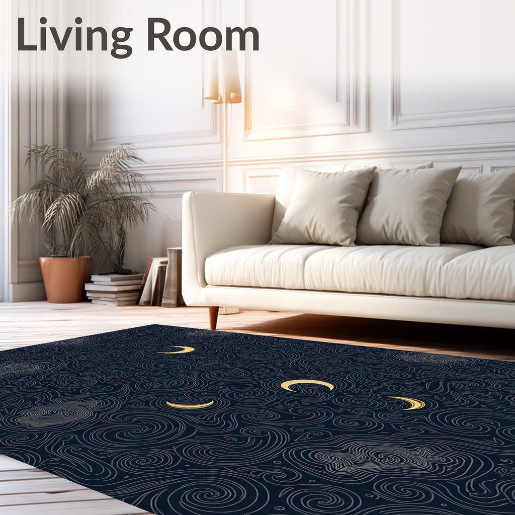 Cosmic Swirl Moon Night Rug